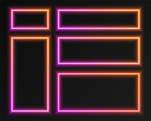 neon gradient rectangular frames set collection vector image