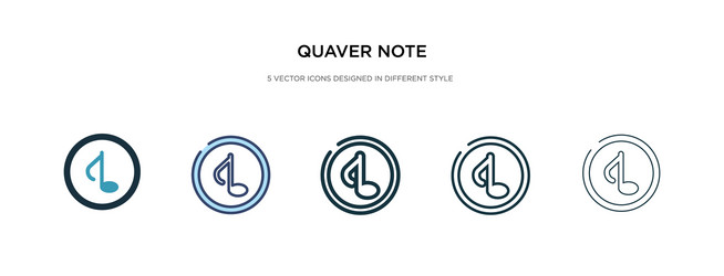 quaver note icon in different style two colored vector image