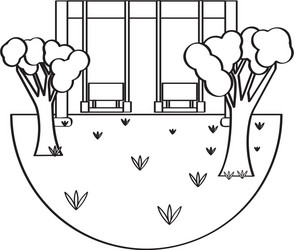view of a playground with swing vector image