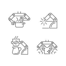 automated mechanical devices linear icons set vector