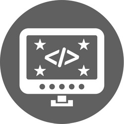 Clean code monitor optimization icon gray version vector