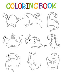 Cute Cartoon Dinosaur Coloring Book Vector Image