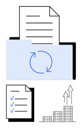 file folder with synchronization icon checklist vector image