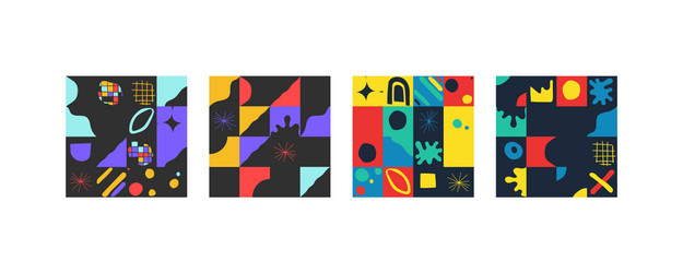 Retro Geometric Shapes Set vector