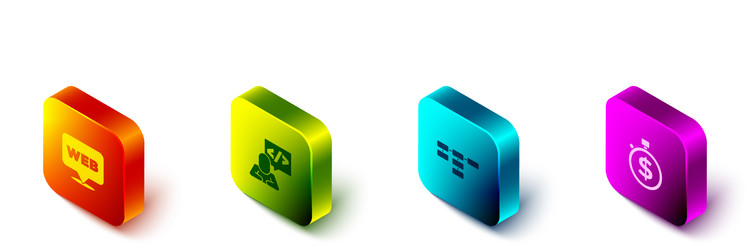 set isometric web and graphic design front end vector image