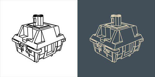 Switch mechanical keyboard wireframe blueprint Vector Image