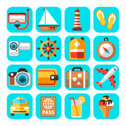 Travel tourism and vacation flat icons vector