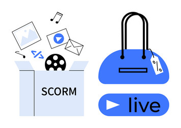 digital content integration with scorm and e vector image