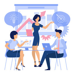 Flat Characters with Speech Bubbles vector image
