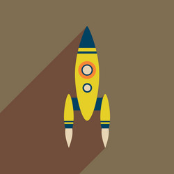 flat web icon with long shadow rocket vector