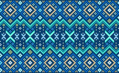 Pixel geometric ethnic pattern embroidery Vector Image