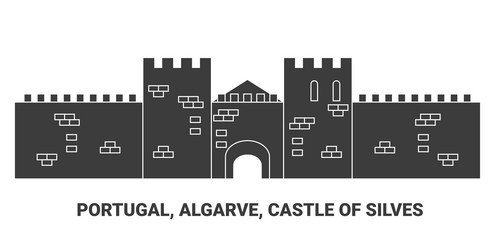 portugal algarve castle of silves travel vector