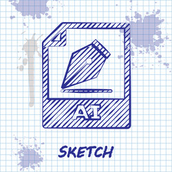 sketch line ai file document download button vector