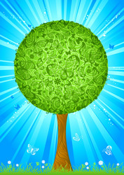 Tree with butterflies instead of leaves vector