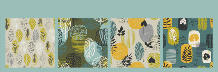 abstract autumn seamless patterns with leaves vector image