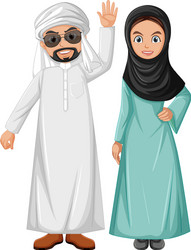 Adult arab couple wearing costume character vector