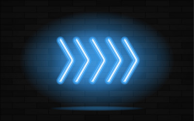 Neon glowing arrow pointer on dark background vector