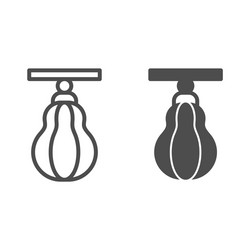 Punching heavy bag line and solid icon attribute vector