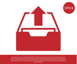 red upload inbox icon isolated on white vector image