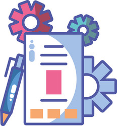 reports with digital objects in white background vector image