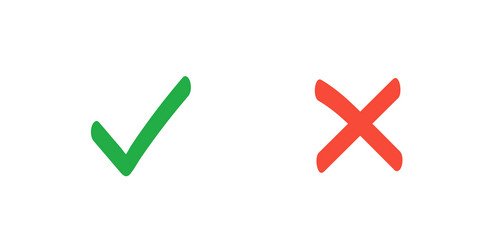 sharp green checkmark and red cross symbol choice vector image