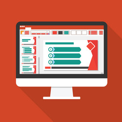 slide presentation on computer screen flat icon vector image
