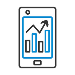 smartphone with analytics diagram icon vector image