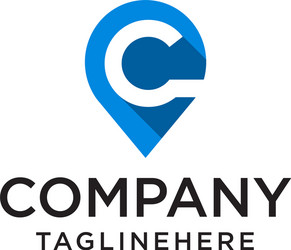 letter c with map pointer logo design concept vector image