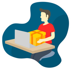 Man send package box from laptop device vector