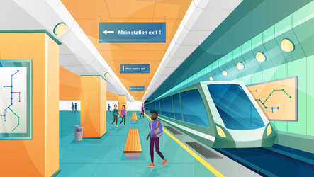 people in metro subway station vector