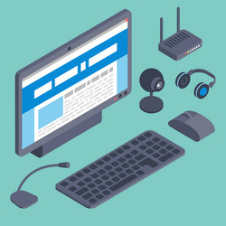 set of isometric computer devices icons vector image