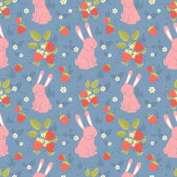 Strawberry Rabbit Seamless Pattern vector image