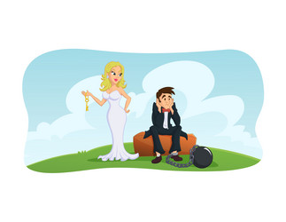 marriage-chained for life vector