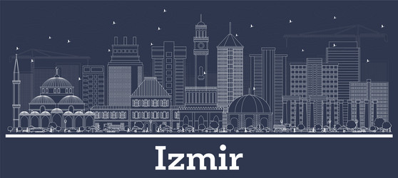 Outline izmir turkey city skyline with white vector