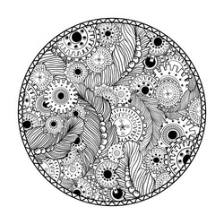 Round coloring book page design for adults vector