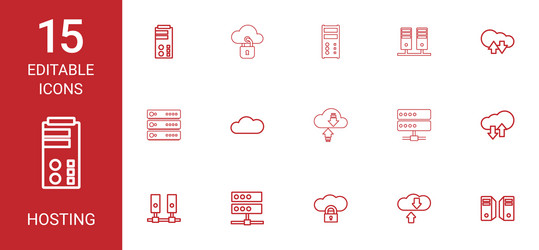 15 hosting icons vector