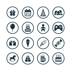 Birthday Celebration Icons Vector Image