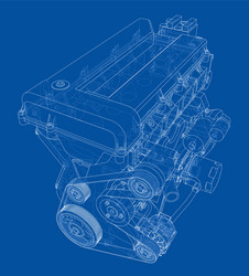 engine sketch rendering of 3d vector image