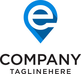 letter e with map pointer logo design concept vector image