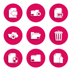 set document folder upload file trash vector image