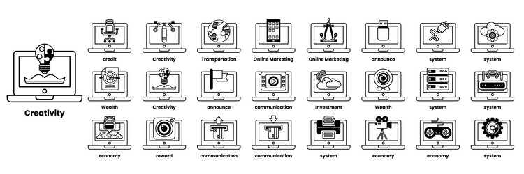 set of in the concept computers and business vector image