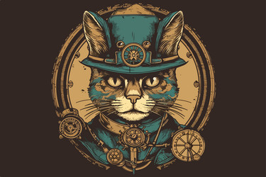 Steampunk Dog Retro Gear Vector Image