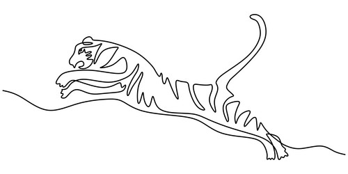 Continuous Tiger Line Art Jumping vector image