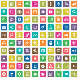 Hi-tech 100 icons universal set for web and ui vector