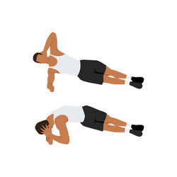 man doing side plank rotation exerciseflat vector