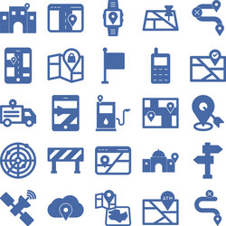 map and navigation isolated icons set vector image