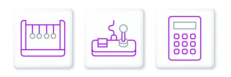 set line calculator pendulum and gamepad icon vector image