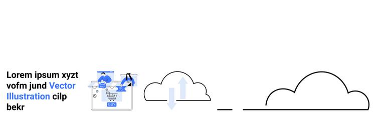 cloud data transfer concept with people uploading vector image