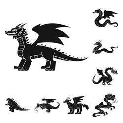 Dinosaur and Dragon Symbol Set Vector Image