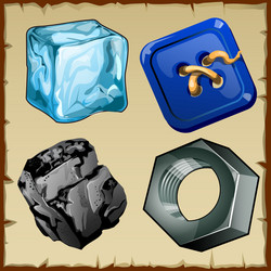 Ice Buttons, Coal, and Nut Set vector image
